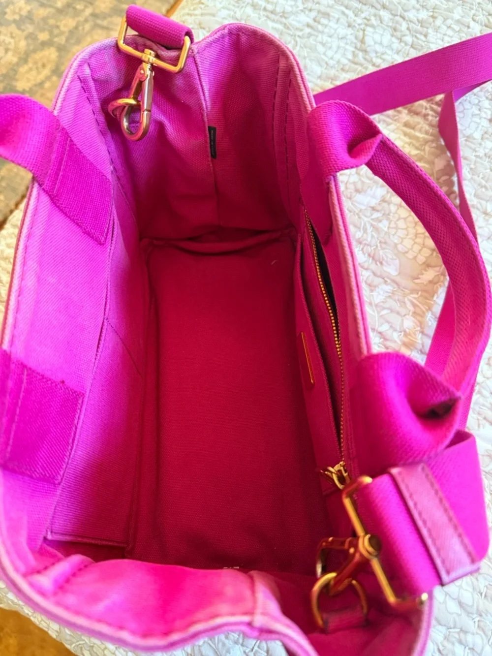 Prada Hot Pink Canvas Crossbody with Gold Hardware - Picture 3 of 10